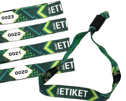 Gewebtes Festivalbändchen aus recyceltem Material
