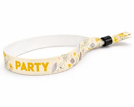 Gelbe Festivalbändchen mit Blumen